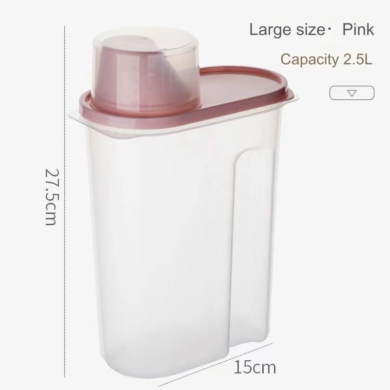 حاويات تخزين طعام محكمة الغلق بسعة 2.5 لتر/1.9 لتر، صندوق تخزين بقوليات بلاستيكي خالي من BPA مع موزع وكوب قياس وفوهة للصب