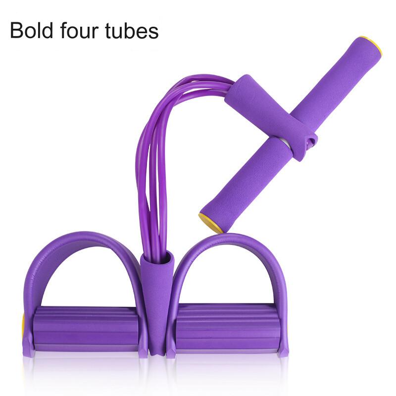 حبل سحب مرن بدواسة من 4 أنابيب لتمارين الصدر واللياقة البدنية