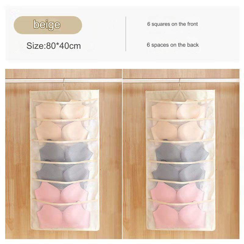 حقيبة تخزين الملابس الداخلية على الوجهين / حقيبة معلقة لحمالة الصدر والملابس الداخلية والجوارب