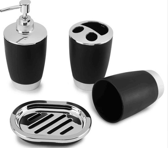 4 قطع/مجموعة من إكسسوارات الحمام البلاستيكية للحمام حامل فرشاة الأسنان حامل صابون صحن زجاجة ملحقات الحمام