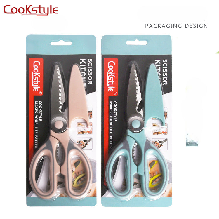 مقص دجاج من البلاستيك من cook style قطعة واحدة من الفولاذ المقاوم للصدأ متعدد الوظائف مقص قوي، مناسب للمطبخ.