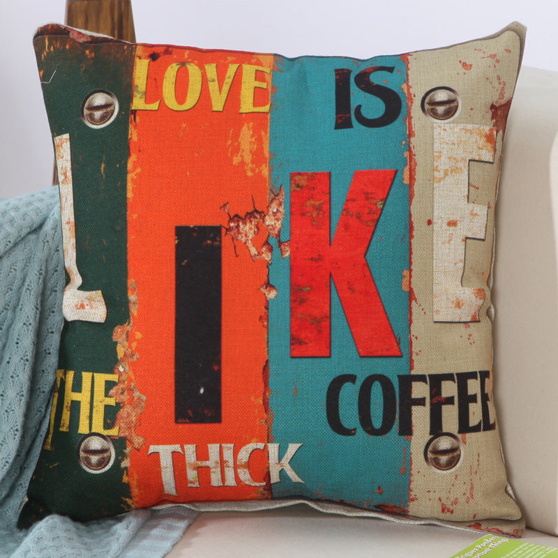 وسادة اريكة كلاسيكية بطبعة حروف أبجدية ملونة