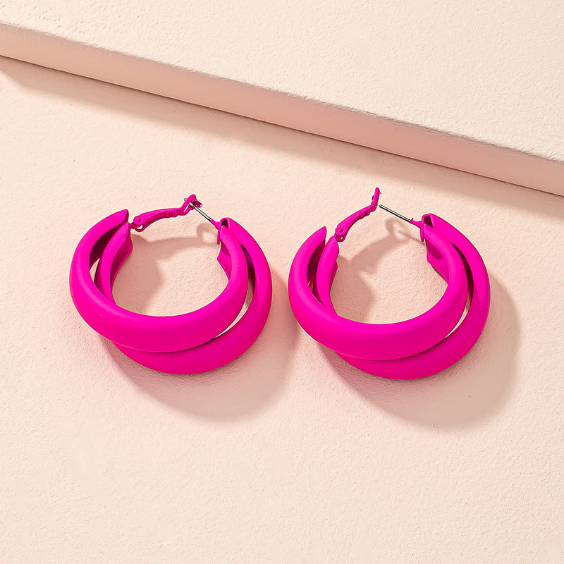 أقراط للنساء، أقراط متدلية من سبائك معدنية سوداء و وردية اللون ، أقراط دائرية غير منتظمة، مجوهرات ساحرة للسيدات