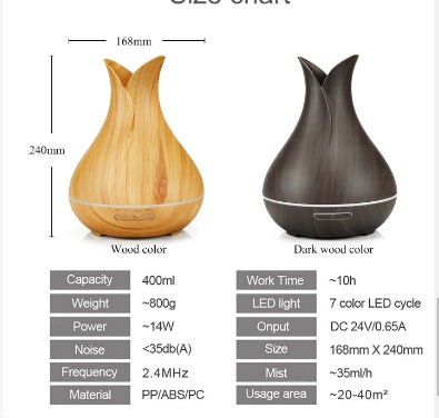 موزع روائح الزيوت العطرية سعة 400 مل، مرطب هواء يعمل بالموجات فوق الصوتية