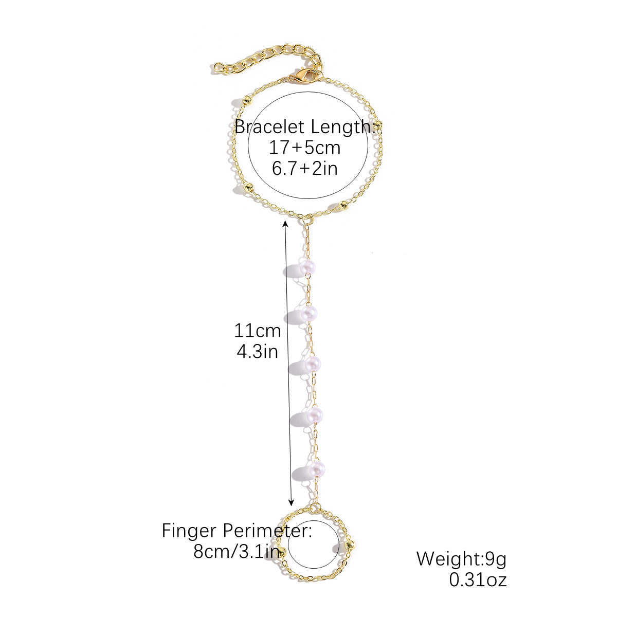 سوار حلقي للأصابع مع سوار للمعصم مرتبطين ببعض