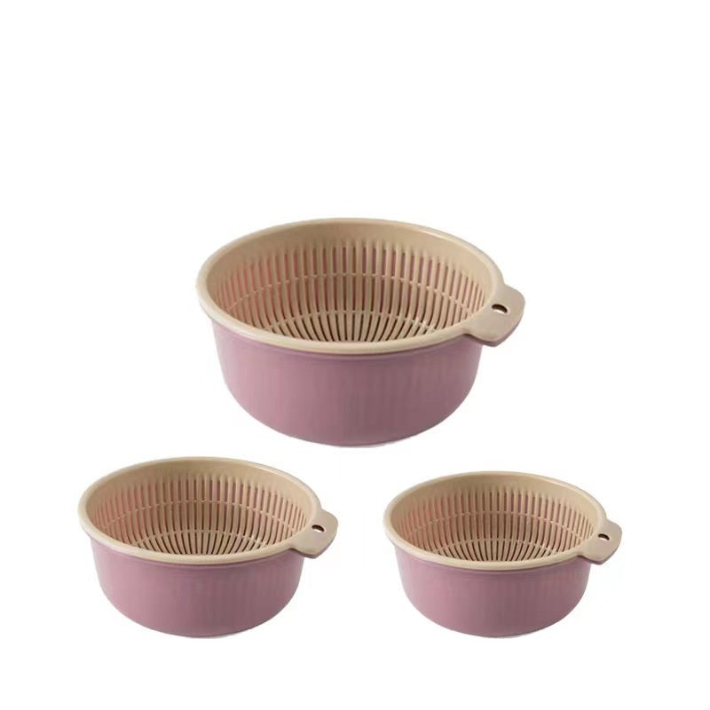 مجموعة مصفاة مطبخ مكونة من 6 قطع غسيل الخضروات ونقع وغسل الفواكه , وعاء تخزين شكل دائرى