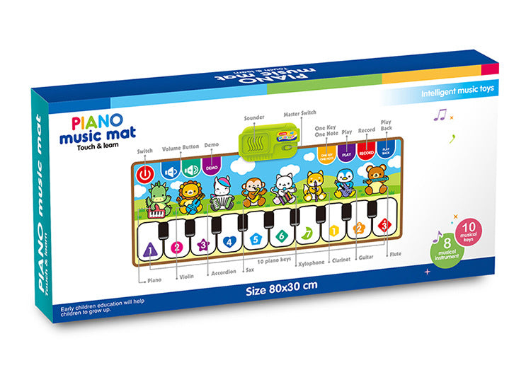 سجادة موسيقى إلكترونية للأطفال بصور حيوانات كرتون لعمر 1-3 سنوات