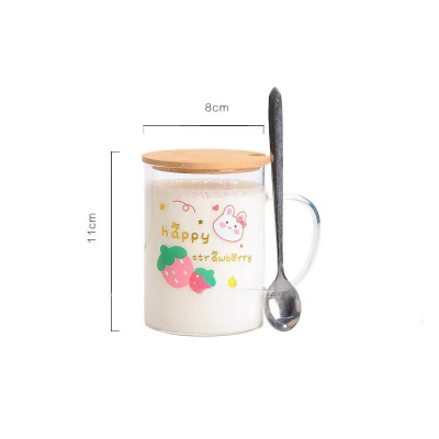 كوب للعصير مج تصميم جميل لمياه الشرب وكؤوس العصير مع ملعقة بغطاء سعة 500 مل