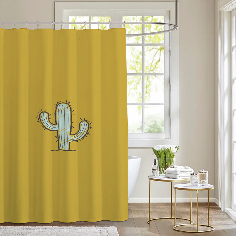 ستارة حمام برسمة قطة أو صبار ثلاثية الأبعاد و مقاومة للماء