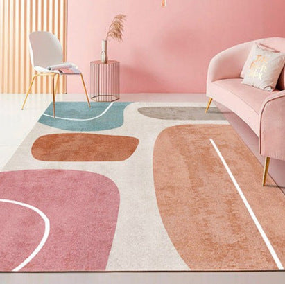 سجادة بتصميم مطبوع ثلاثي الأبعاد مع جانب خلفي مُضاد للإنزلاق بحُبيبات PVC - كواليتي الألوان زاهية وواضحة بتظهر كل تفاصيل السجادة (لون: بيج *وردى/ شكل : عصرى)