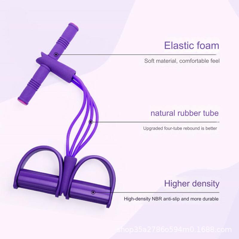 حبل سحب مرن بدواسة من 4 أنابيب لتمارين الصدر واللياقة البدنية