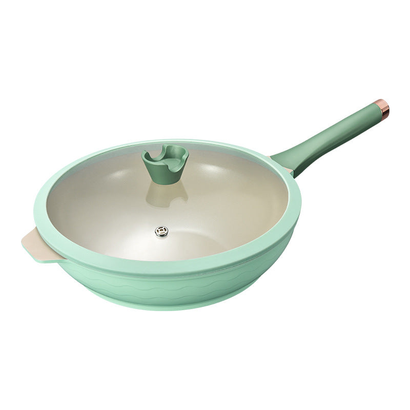 مقلاة غير لاصقة من الفولاذ المقاوم للصدأ مع مقابض جانبية