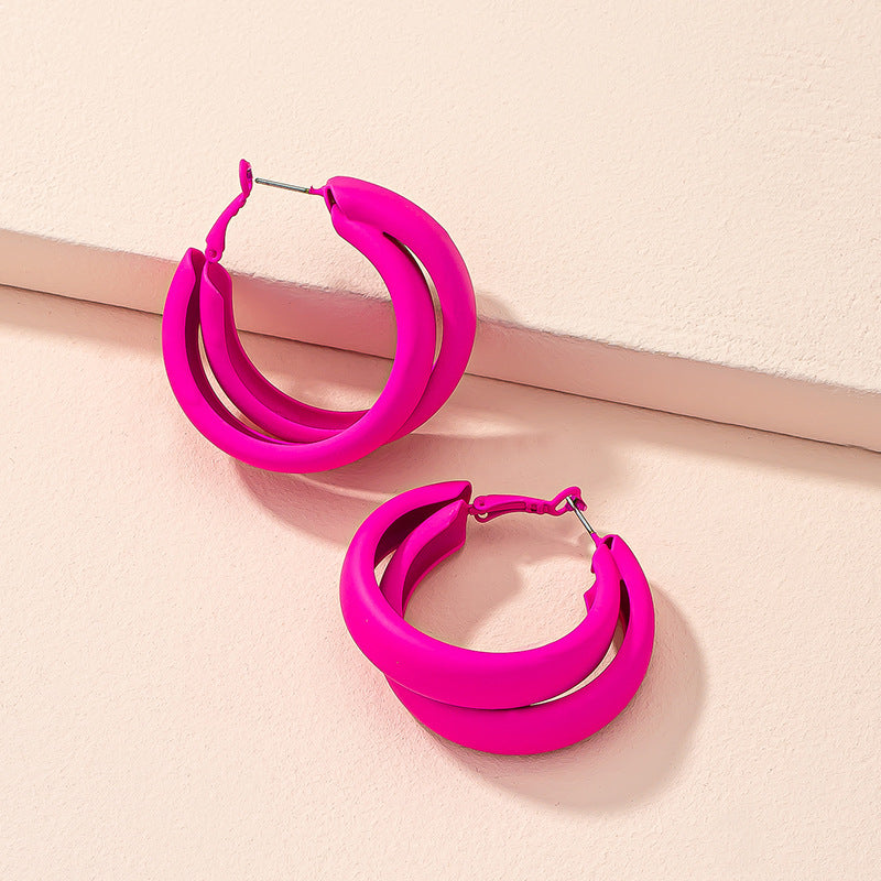 أقراط للنساء، أقراط متدلية من سبائك معدنية سوداء و وردية اللون ، أقراط دائرية غير منتظمة، مجوهرات ساحرة للسيدات