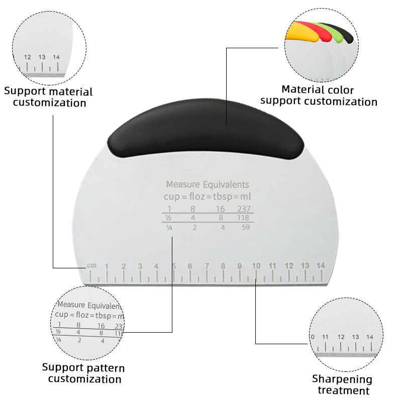 أدوات الخبز المصنوعة من الفولاذ المقاوم للصدأ، أداة تقطيع العجين نصف الدائرية، مكشطة الخبز