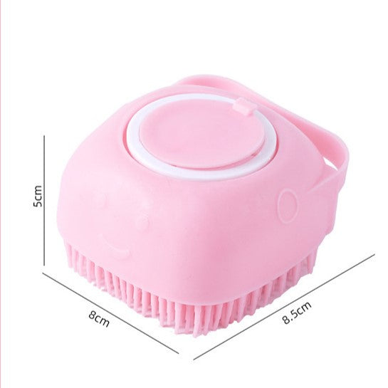 فرشاة حمام سيليكون ذات وجهين مع موزع صابون مدمج - مناسبة لاستحمام، والتنظيف الشامل، والتدليك اللطيف للحيوانات الأليفة (قطعة واحدة)