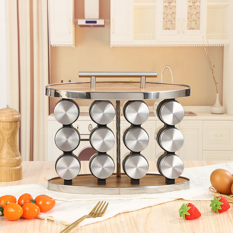 طقم توابل بالرفوف للمطبخ مع 12 برطمان توابل، تصميم فني للزينة مقاس 28 × 23.6 سم، برطمان من الزجاج وغطاء من الفولاذ مقاوم للصدأ، رمادي