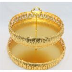 حامل فواكة ذهبى مزخرف بطبقتين