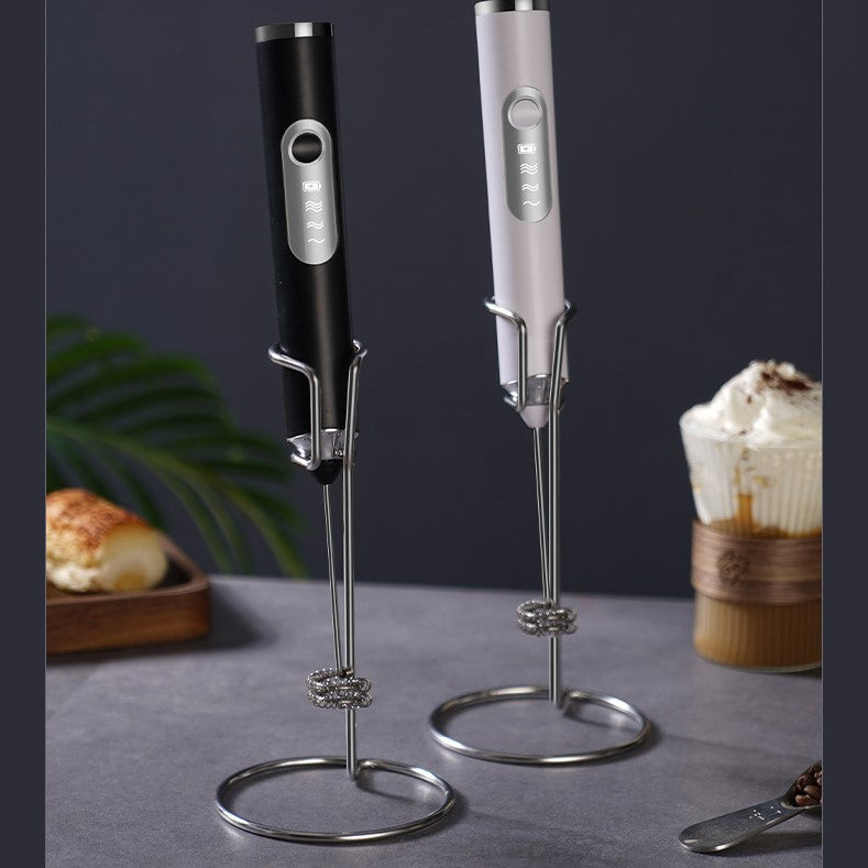 جهاز خفق الحليب الكهربائي مع حامل يدوي من مادة الفولاذ المقاوم للصدأ