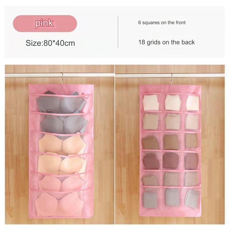 حقيبة تخزين الملابس الداخلية على الوجهين / حقيبة معلقة لحمالة الصدر والملابس الداخلية والجوارب