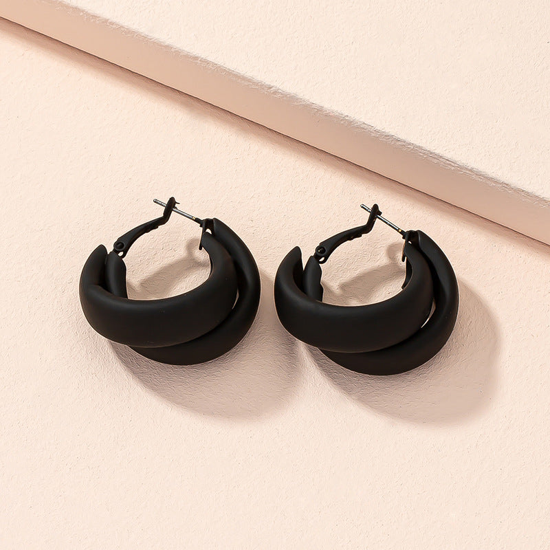 أقراط للنساء، أقراط متدلية من سبائك معدنية سوداء و وردية اللون ، أقراط دائرية غير منتظمة، مجوهرات ساحرة للسيدات