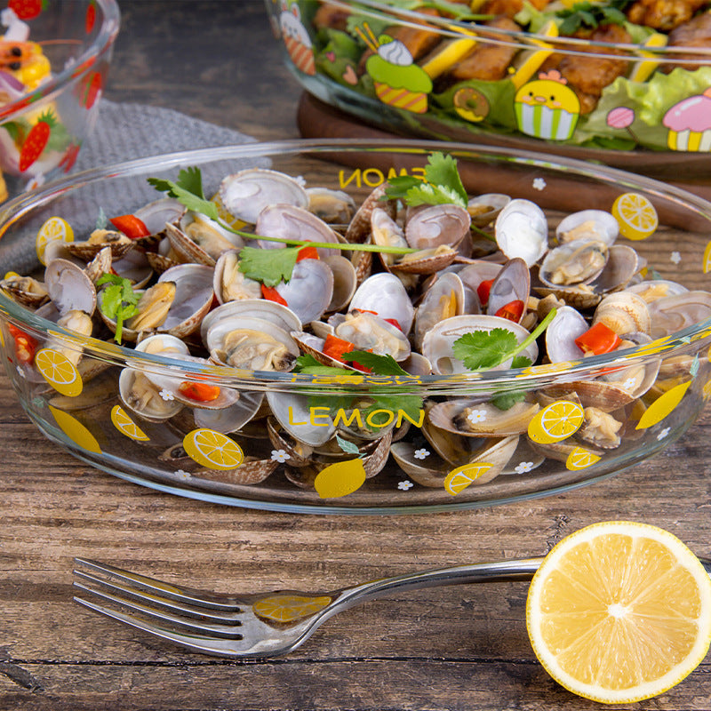 طاجن دائرى الشكل حرارى، متتعدد الإستخدام يدخل الفرن والثلاجة وغسالة الأطباق والميكرويف