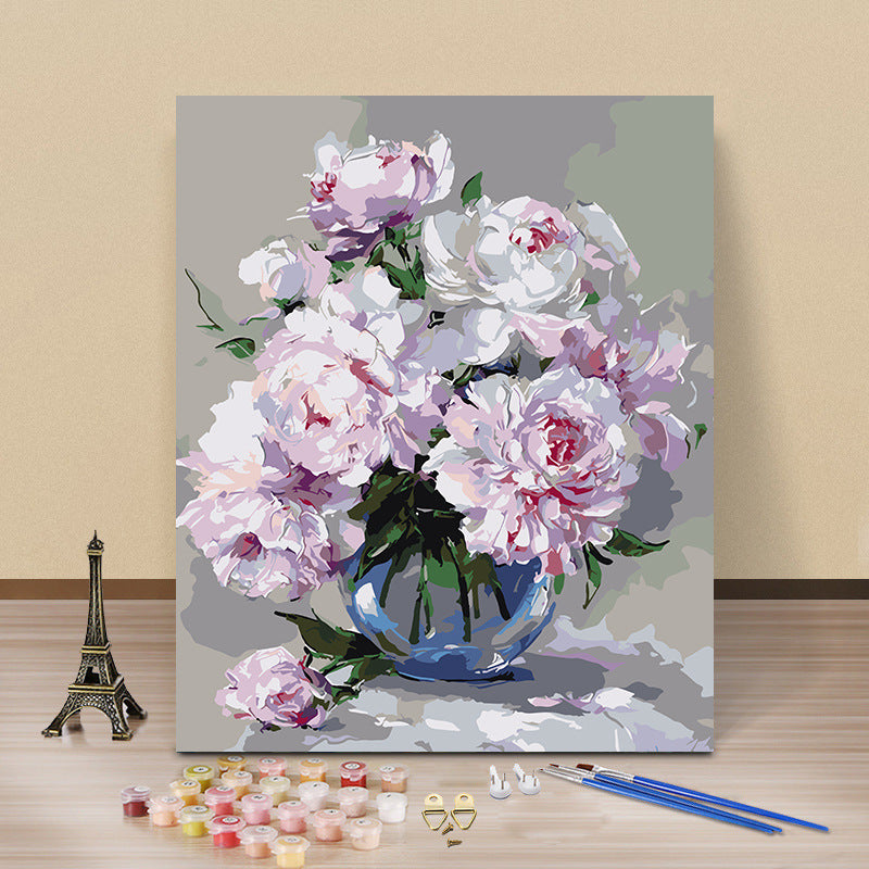 لوحة ديكورية بإطار يمكن تلوينها يدويًا زهور الالكة، لوحة زيتية يمكن تلوينها يدويًا حسب الرقم