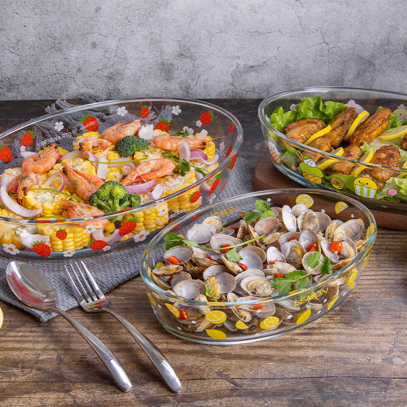 طاجن دائرى الشكل حرارى، متتعدد الإستخدام يدخل الفرن والثلاجة وغسالة الأطباق والميكرويف