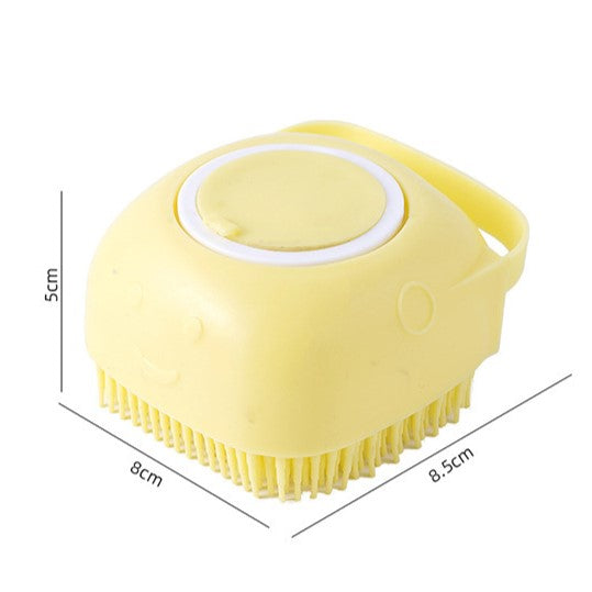 فرشاة حمام سيليكون ذات وجهين مع موزع صابون مدمج - مناسبة لاستحمام، والتنظيف الشامل، والتدليك اللطيف للحيوانات الأليفة (قطعة واحدة)