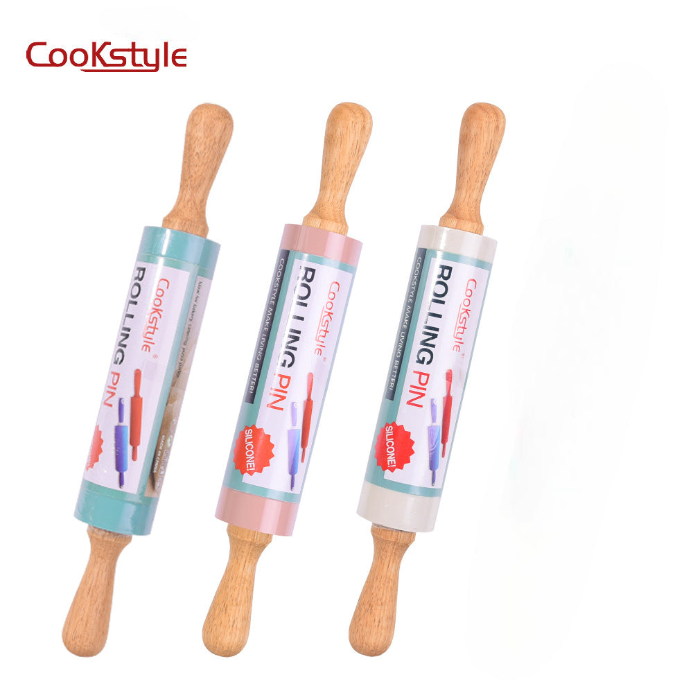 نشابه سيليكون من cook style  بمقبض خشب زان عالى الجودة