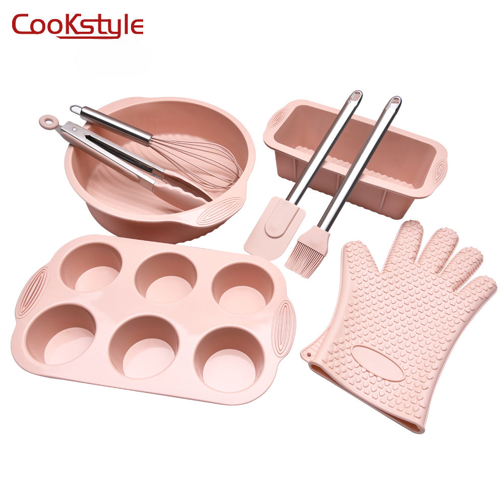 مجموعة من صوانى الكيك 8 قطع من السيليكون الآمن من Cook style، مقاومة للحرارة، مجموعة أدوات الخبز والبيتزا والتشيز كيك والكب كيك والفطيرة