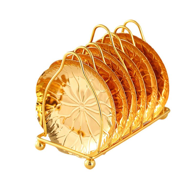     طقم أطباق تقديم معدني مكون من 7 قطع، 6 اطباق وحامل معدنى، طقم تقديم جاتوة، طقم تقديم فواكة