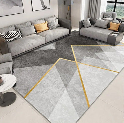 سجادة بتصميم مطبوع ثلاثي الأبعاد مع جانب خلفي مُضاد للإنزلاق بحُبيبات PVC - كواليتي الألوان زاهية وواضحة بتظهر كل تفاصيل السجادة (لون: رمادى * أسود * ذهبى)