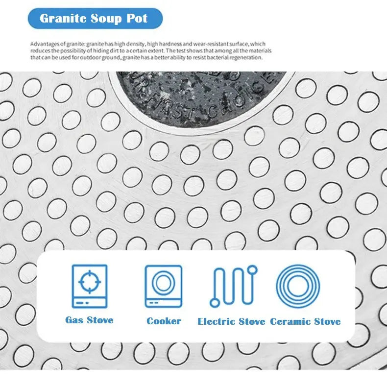 حلة جرانيت 5مل، بغطاء زجاج ومقبض خشبى عالى الجودة عازل للحرارة