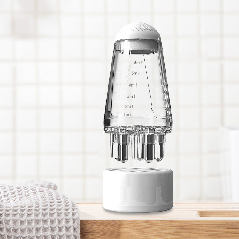 أداة توزيع زيت فروة الرأس بنمط فرشاة شفافة بمقياس متدرج لنمو الشعر وللعناية بفروة الرأس الحساسة مع تصريف السوائل