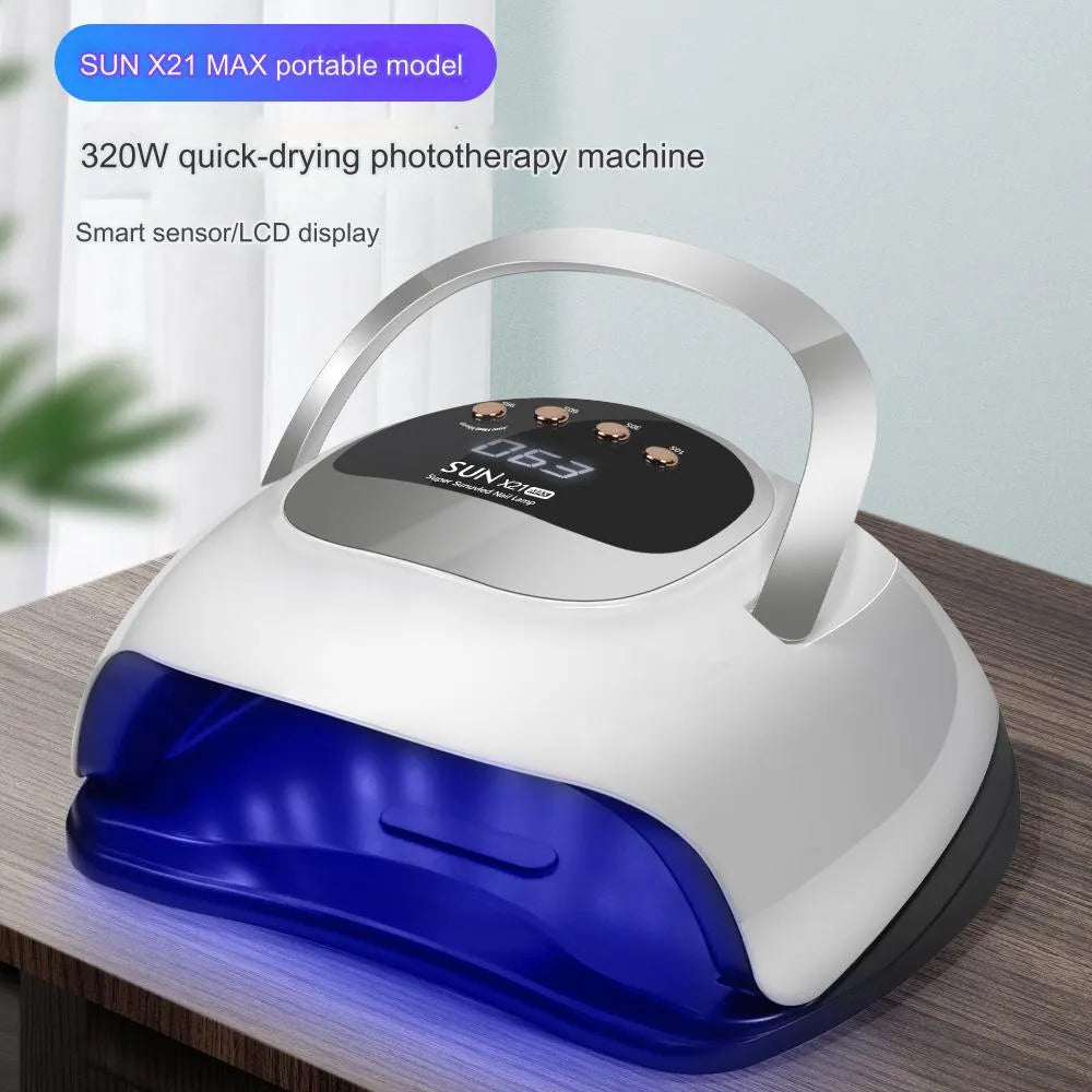 جهاز مجفف لطلاء الأظافر بقوة فائقة Sun X21 Max عالي الطاقة 72 LEDS سريع المعالجة ومجفف إستشعار تلقائي ومصباح UV LED لتجفيف طلاء الأظافر الجل