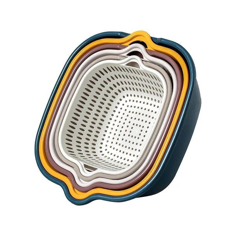 مجموعة مصفاة مطبخ مكونة من 6 قطع غسيل الخضروات ونقع وغسل الفواكه , وعاء تخزين شكل مربع