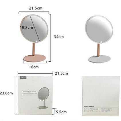مرآة مكياج LED قابلة للتعديل 90 درجة وشاشة تعمل باللمس ذكية بإضاءة LED، مرآة مكياج محمولة لسطح الطاولة (متعددة الألوان، تعمل بمنفذ USB) حجم كبير