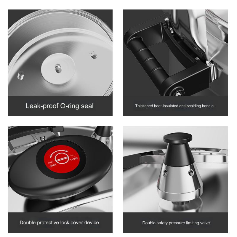 حلة ضغط ، تصميم آمن ومتين، فضي، بأحجام مختلفة