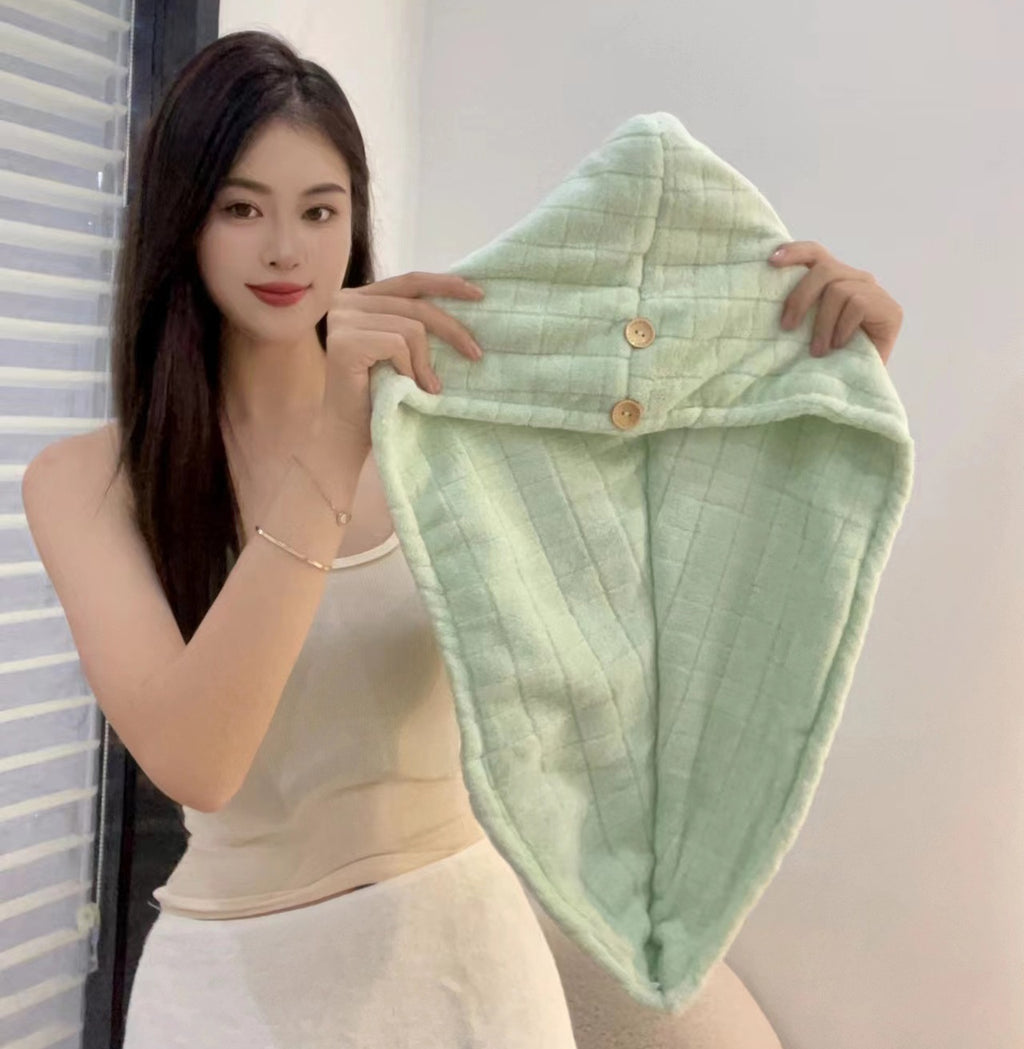 منشفة شعر من الألياف الدقيقة فائقة الإمتصاص ، منشفة تجفيف الشعر العمامة للنساء والفتيات، منشفة تجفيف الشعر السريعة السحرية، لف الشعر،  غطاء الرأس