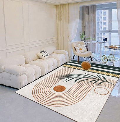 سجادة بتصميم مطبوع ثلاثي الأبعاد مع جانب خلفي مُضاد للإنزلاق بحُبيبات PVC - كواليتي الألوان زاهية وواضحة بتظهر كل تفاصيل السجادة (لون: بيج / شكل : غصن)