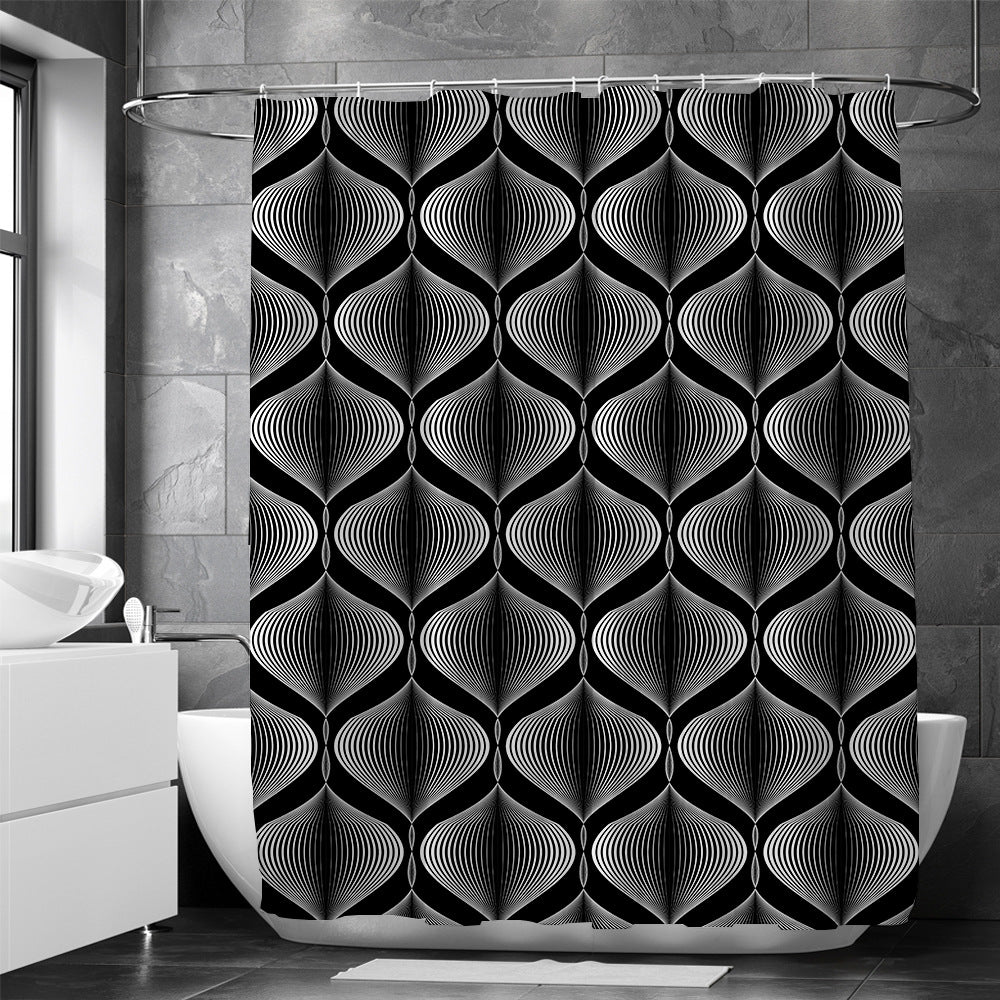 ستارة حمام مقاومة للماء مصنوعة من البوليستر ومضادة البكتيريا