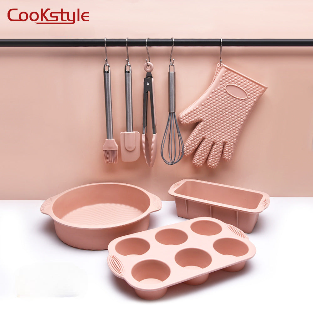 مجموعة من صوانى الكيك 8 قطع من السيليكون الآمن من Cook style، مقاومة للحرارة، مجموعة أدوات الخبز والبيتزا والتشيز كيك والكب كيك والفطيرة