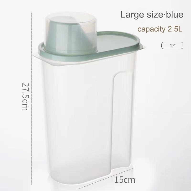 حاويات تخزين طعام محكمة الغلق بسعة 2.5 لتر/1.9 لتر، صندوق تخزين بقوليات بلاستيكي خالي من BPA مع موزع وكوب قياس وفوهة للصب
