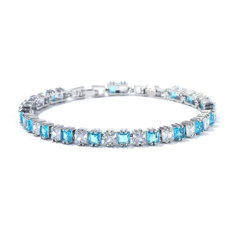 أنسيال حريمي ، سوار ، مطلي بالذهب الأبيض ومرصع بأحجار الكريستال الزريكون  اللامع الأصلى . لونين