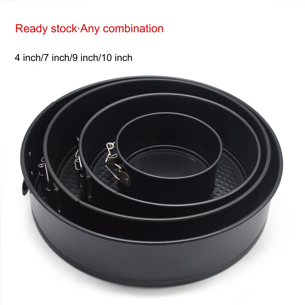 مجموعة صواني للكيك و البيتزا، 4 قطع دائرية (4/7/9/10 بوصه) صوانى مقاومة للإلتصاق ومقاومة للتسرب، صوانى كيك آمنة غذائيًا وآمنه للإستخدام فى غسالة الأطباق، أسود
