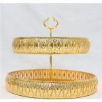 حامل فواكة ذهبى مزخرف بطبقتين