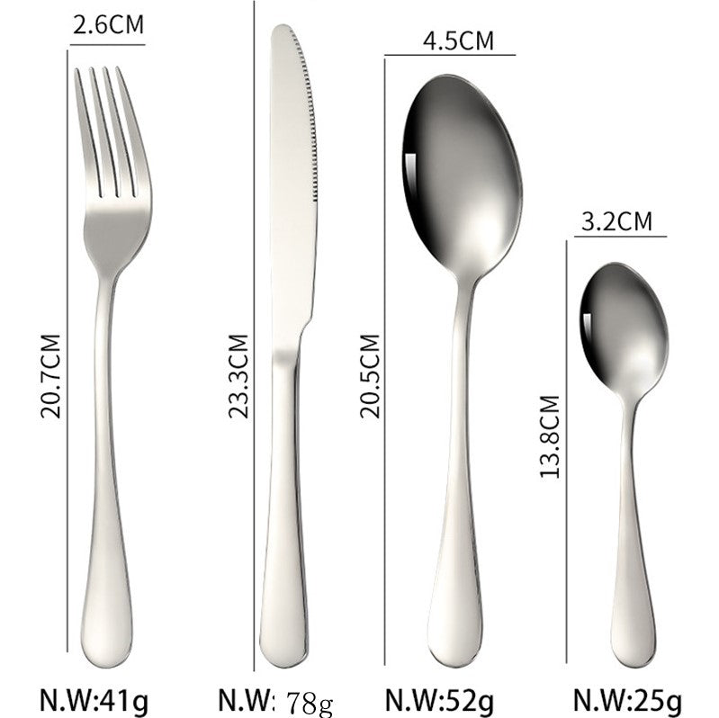 طقم ملاعق و أدوات مائدة ستانلس ستيل 410 غير قابل للصدأ يتكون من 24 قطعة مع صندوق مميز