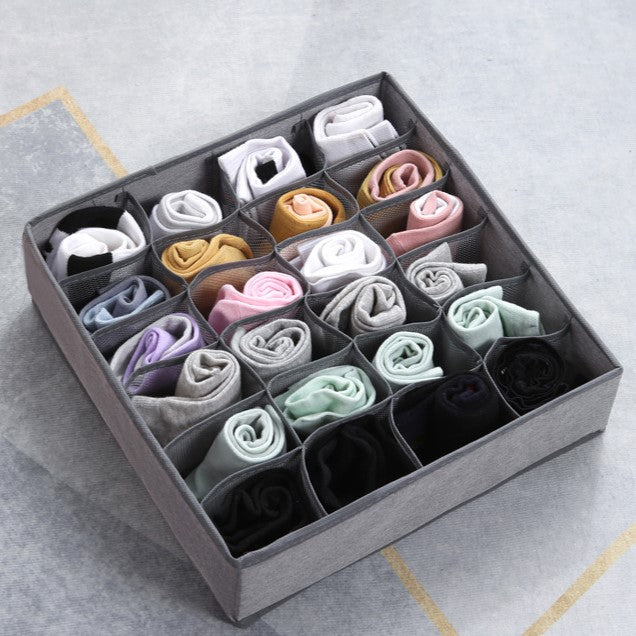 منظم ملابس داخلية، منظم للشرابات، مقسم للخزانة، منظم أدراج، صندوق تخزين للبانتيهات، 24 جيب