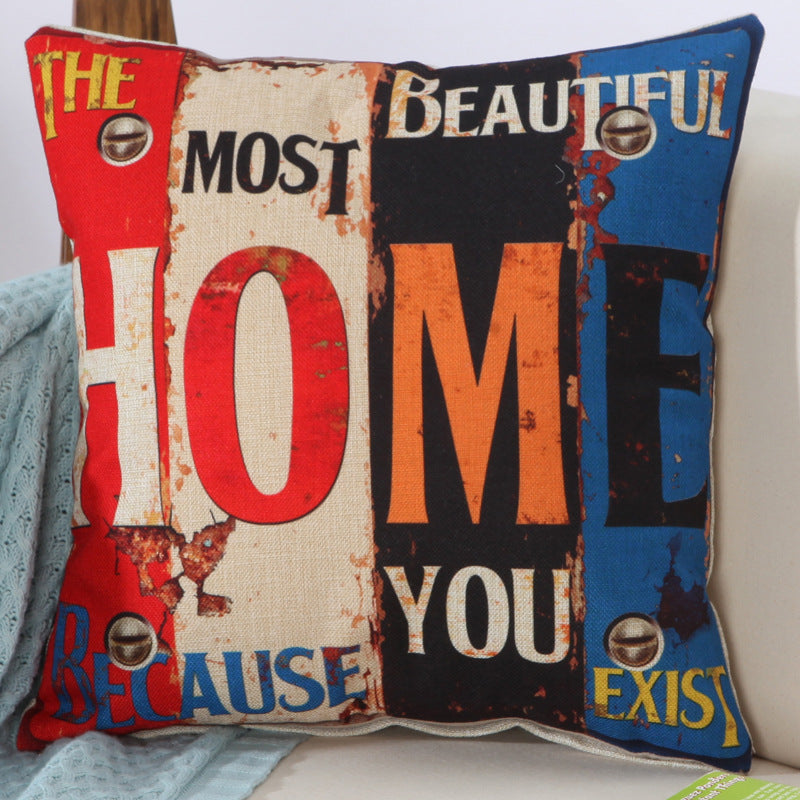 وسادة اريكة كلاسيكية بطبعة حروف أبجدية ملونة