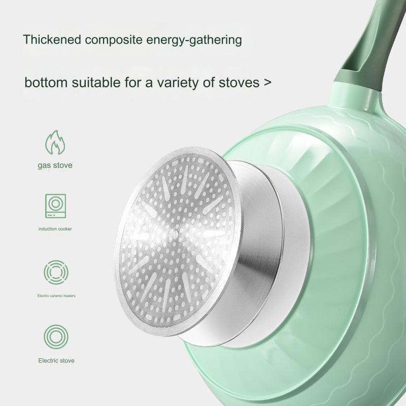 مقلاة غير لاصقة من الفولاذ المقاوم للصدأ مع مقابض جانبية